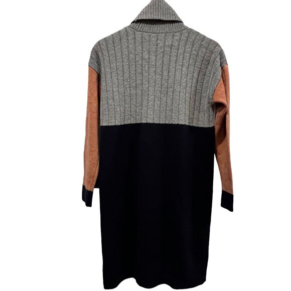 Madewell Color Block Turtleneck Sweater Mini Dress, NWT, Navy Gray, XS - Picture 3 of 8
